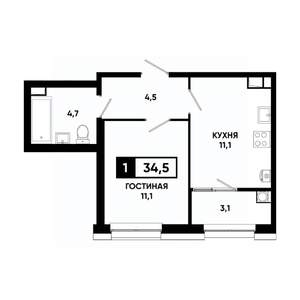 1-к квартира, вторичка, 35м2, 10/20 этаж