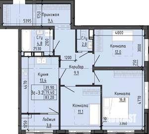 3-к квартира, вторичка, 83м2, 17/25 этаж