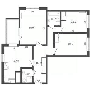 3-к квартира, вторичка, 78м2, 4/13 этаж