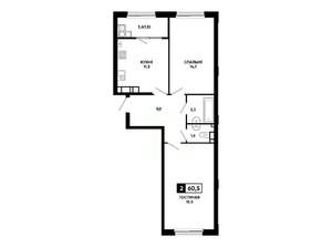 2-к квартира, вторичка, 61м2, 16/24 этаж