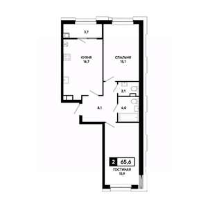 2-к квартира, вторичка, 66м2, 4/20 этаж