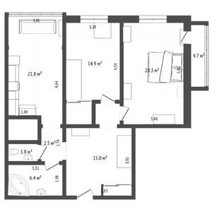 3-к квартира, вторичка, 75м2, 2/5 этаж