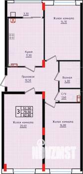 3-к квартира, строящийся дом, 83м2, 1/10 этаж