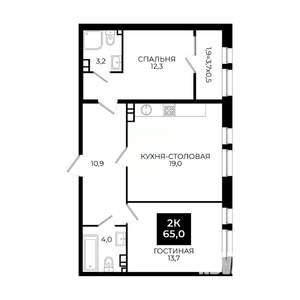 1-к квартира, вторичка, 65м2, 11/24 этаж