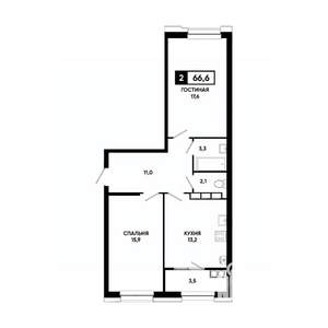 2-к квартира, вторичка, 67м2, 19/20 этаж