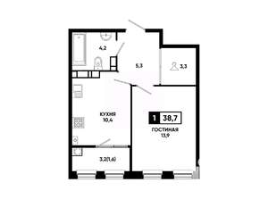 1-к квартира, вторичка, 39м2, 12/24 этаж