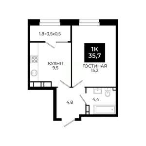 1-к квартира, вторичка, 36м2, 20/24 этаж