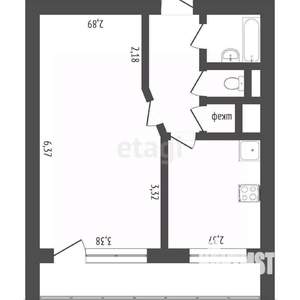 1-к квартира, вторичка, 40м2, 1/3 этаж