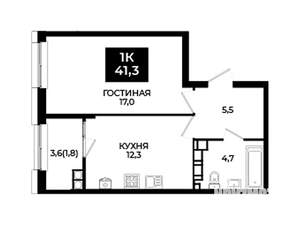 1-к квартира, вторичка, 41м2, 22/24 этаж