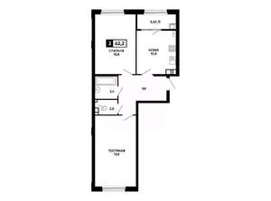 2-к квартира, вторичка, 62м2, 10/24 этаж