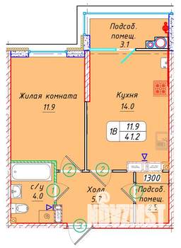 1-к квартира, вторичка, 41м2, 22/22 этаж