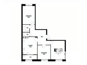 3-к квартира, вторичка, 88м2, 10/18 этаж