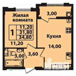 1-к квартира, вторичка, 35м2, 6/13 этаж