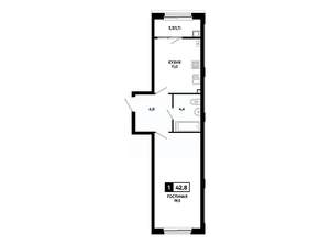 1-к квартира, вторичка, 43м2, 2/24 этаж