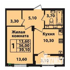 1-к квартира, вторичка, 39м2, 4/8 этаж