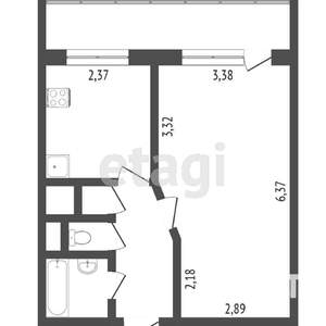 1-к квартира, вторичка, 41м2, 14/19 этаж
