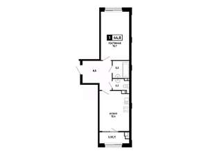 1-к квартира, вторичка, 45м2, 5/14 этаж