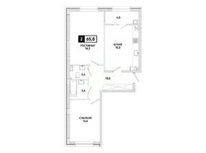 2-к квартира, вторичка, 66м2, 7/12 этаж