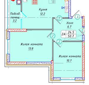 2-к квартира, вторичка, 51м2, 18/21 этаж