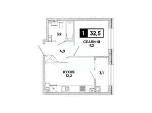 1-к квартира, вторичка, 33м2, 3/8 этаж