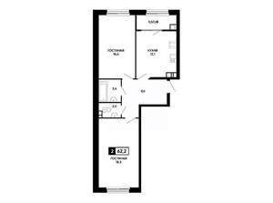 2-к квартира, вторичка, 62м2, 4/14 этаж