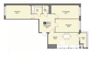 3-к квартира, вторичка, 99м2, 12/12 этаж