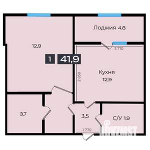 1-к квартира, вторичка, 42м2, 1/16 этаж