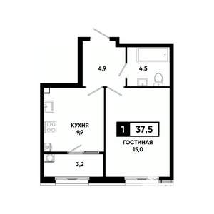 1-к квартира, вторичка, 38м2, 2/18 этаж