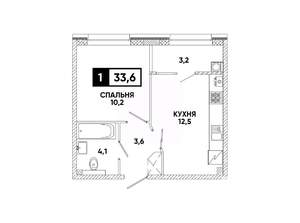 1-к квартира, вторичка, 34м2, 2/8 этаж