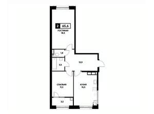 2-к квартира, вторичка, 66м2, 15/16 этаж