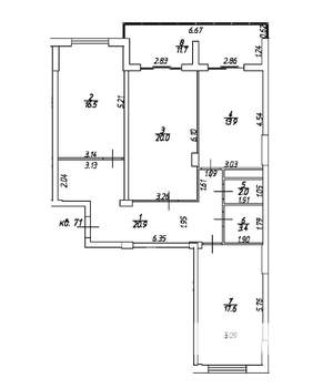 3-к квартира, строящийся дом, 100м2, 9/9 этаж