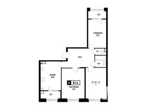 3-к квартира, вторичка, 88м2, 8/20 этаж