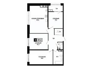 2-к квартира, вторичка, 89м2, 23/24 этаж