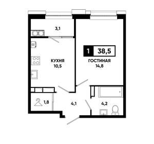 1-к квартира, вторичка, 39м2, 20/20 этаж