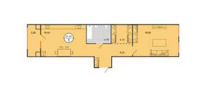 1-к квартира, вторичка, 51м2, 1/4 этаж