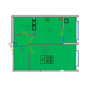 1-к квартира, вторичка, 42м2, 6/18 этаж