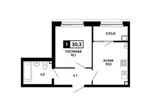 1-к квартира, вторичка, 30м2, 2/24 этаж