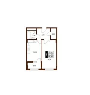 1-к квартира, вторичка, 49м2, 5/14 этаж