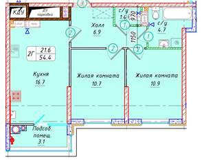 Студия квартира, вторичка, 54м2, 22/21 этаж