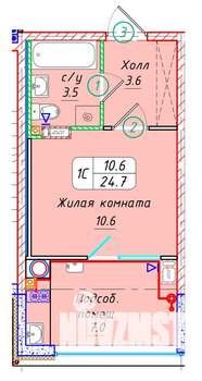 Студия квартира, вторичка, 25м2, 9/22 этаж