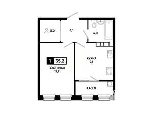1-к квартира, вторичка, 35м2, 8/14 этаж