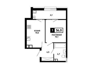 1-к квартира, вторичка, 36м2, 5/12 этаж