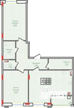2-к квартира, строящийся дом, 84м2, 2/10 этаж