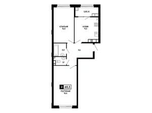 2-к квартира, вторичка, 60м2, 15/24 этаж