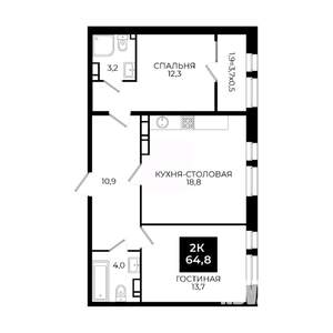 1-к квартира, вторичка, 65м2, 15/24 этаж