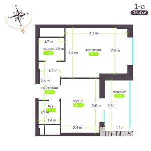 1-к квартира, вторичка, 35м2, 8/19 этаж