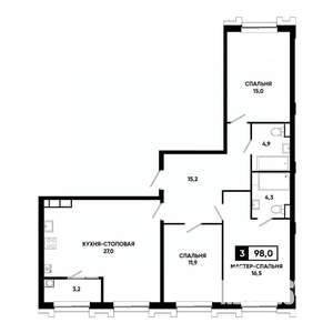 3-к квартира, вторичка, 98м2, 12/21 этаж