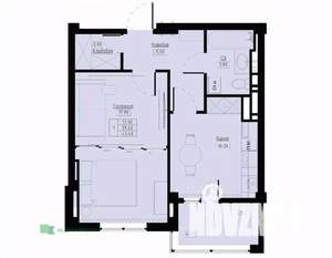 1-к квартира, вторичка, 43м2, 2/9 этаж