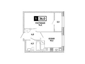 1-к квартира, вторичка, 36м2, 11/16 этаж