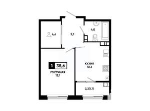 1-к квартира, вторичка, 39м2, 8/24 этаж